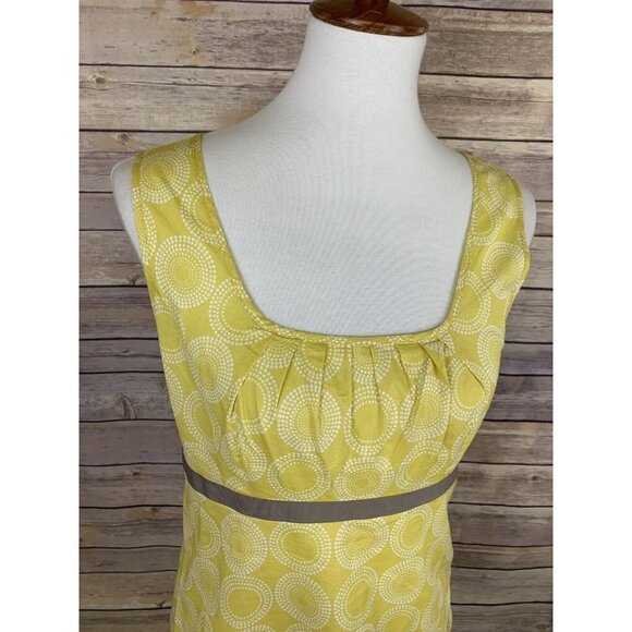Boden UK Size 10 Blouse Sleeveless Yellow Ribbon Detail Circle Design Zip Side - Picture 5 of 11